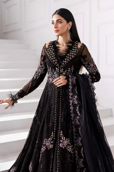 3 Piece Unstitched Embroidered Organza Suit | BD-3004 Color black